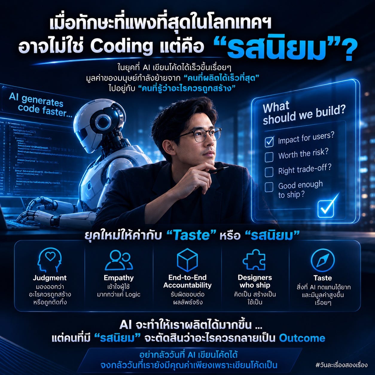 เมื่อทักษะที่แพงที่สุดในโลกเทคฯ อาจไม่ใช่ Coding แต่คือ “รสนิยม”?