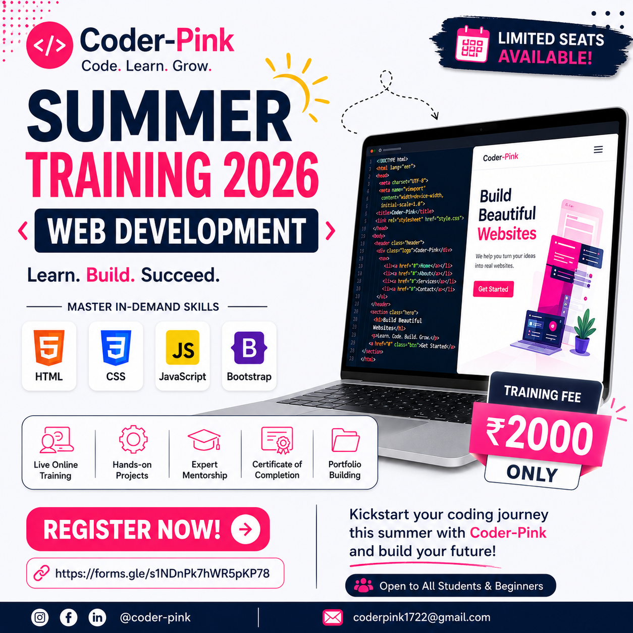 Web Development Summer Training 2026 — Registration Open