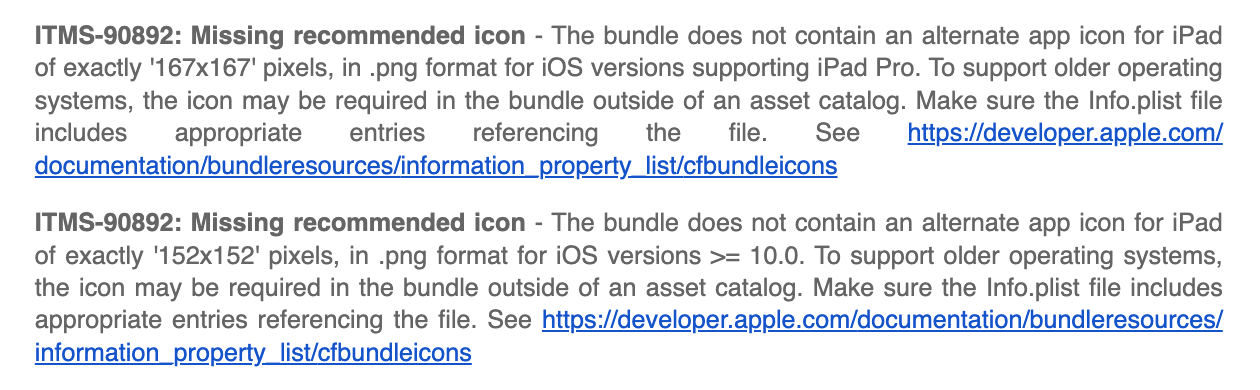 The Bundle doesn’t contain an app icon for iPad…