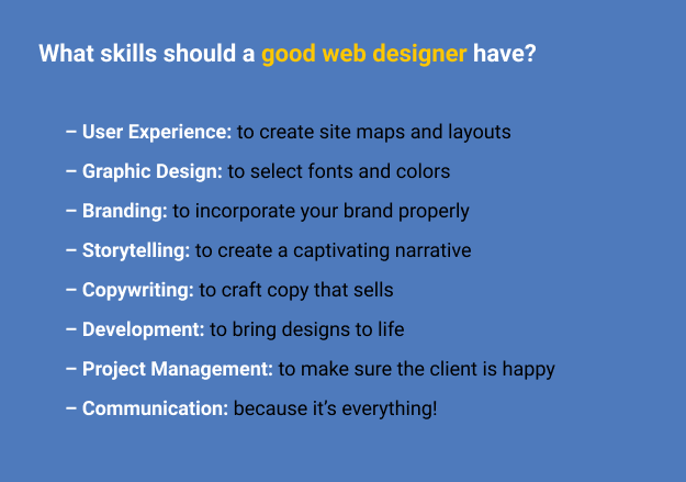A list of good web designer skills
