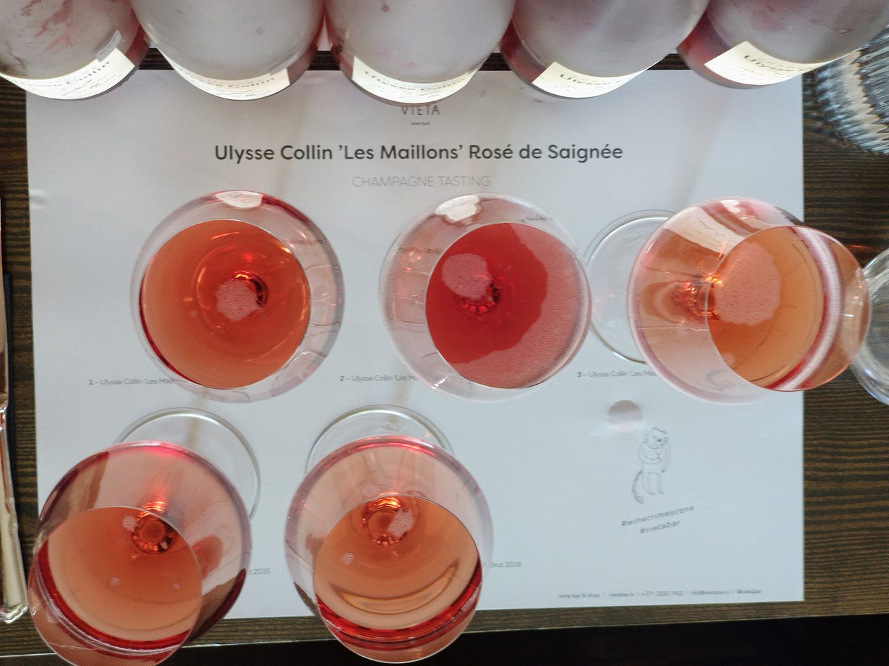 Champagne Ulysse Collin Rosé de Saignée Les Maillons vertical