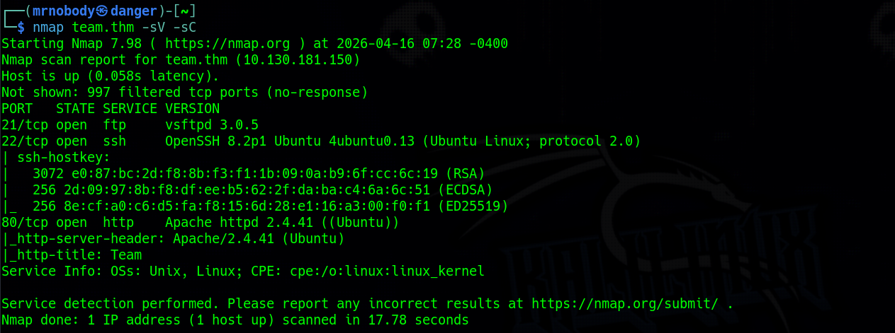 Team CTF Tryhackme Detailed Walkthrough for Beginners