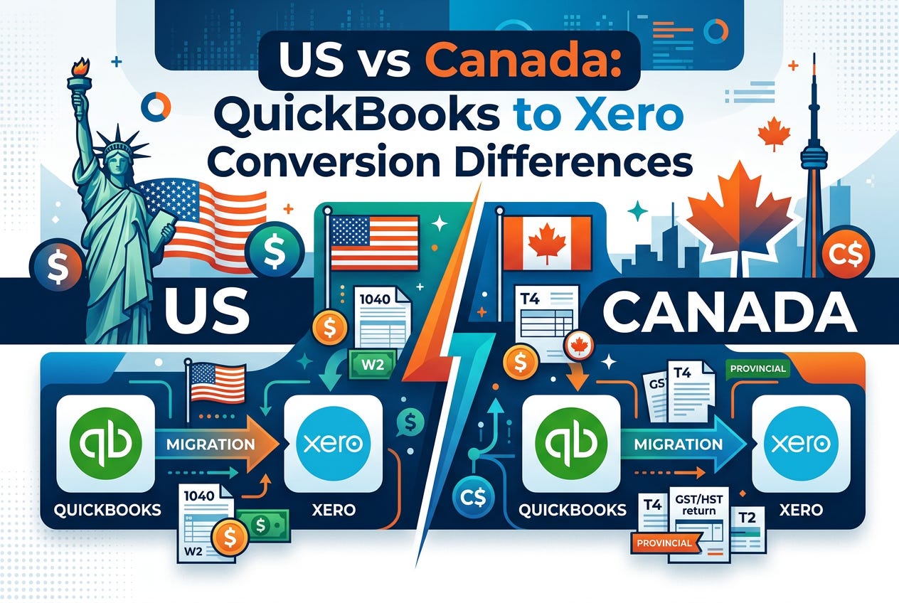 US vs Canada: Key Differences in QuickBooks Desktop to Xero Migration