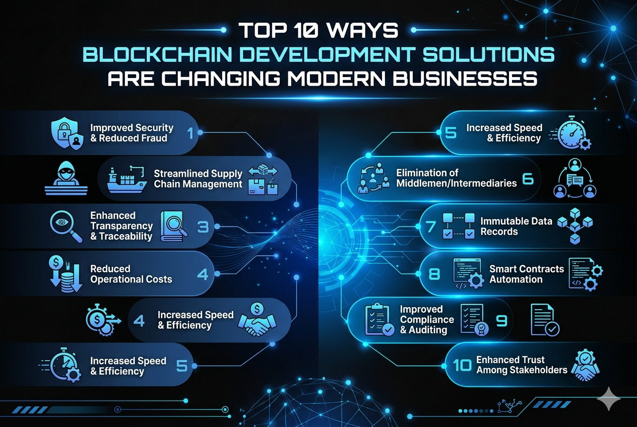 Top 10 Ways Blockchain Development Solutions Are Changing Modern Businesses