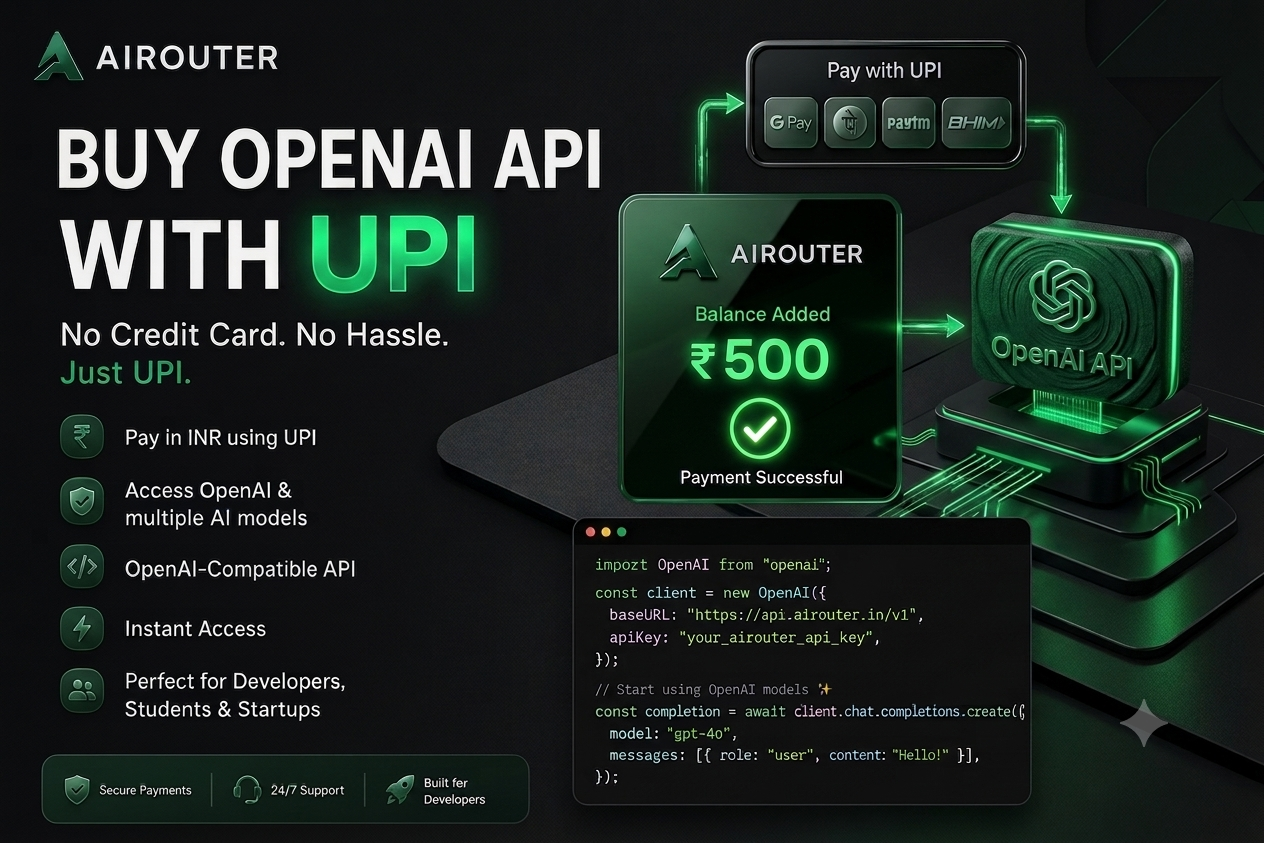 Buy OpenAI API with UPI in India (No Credit Card Required)