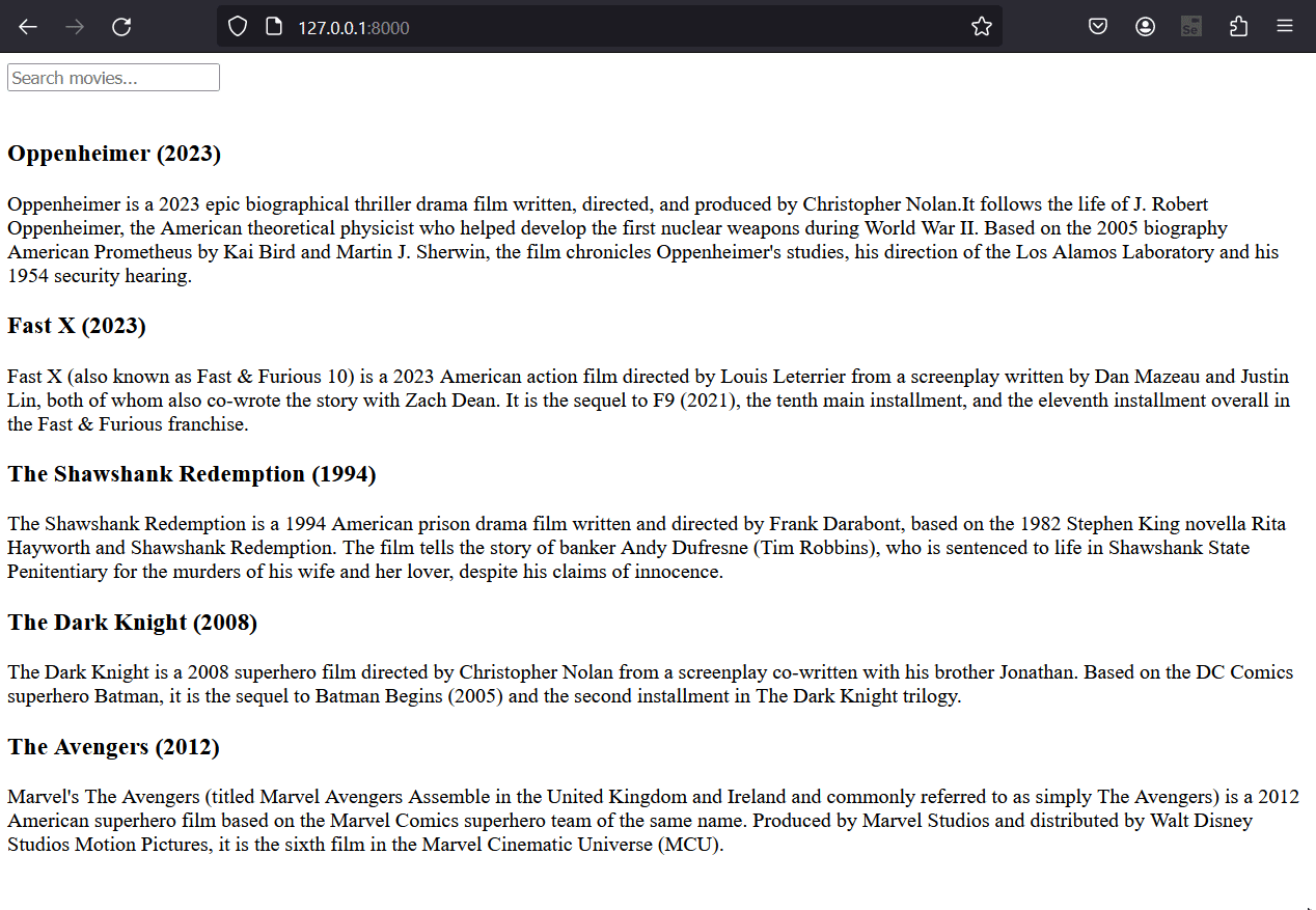 Django Live Search with HTMX