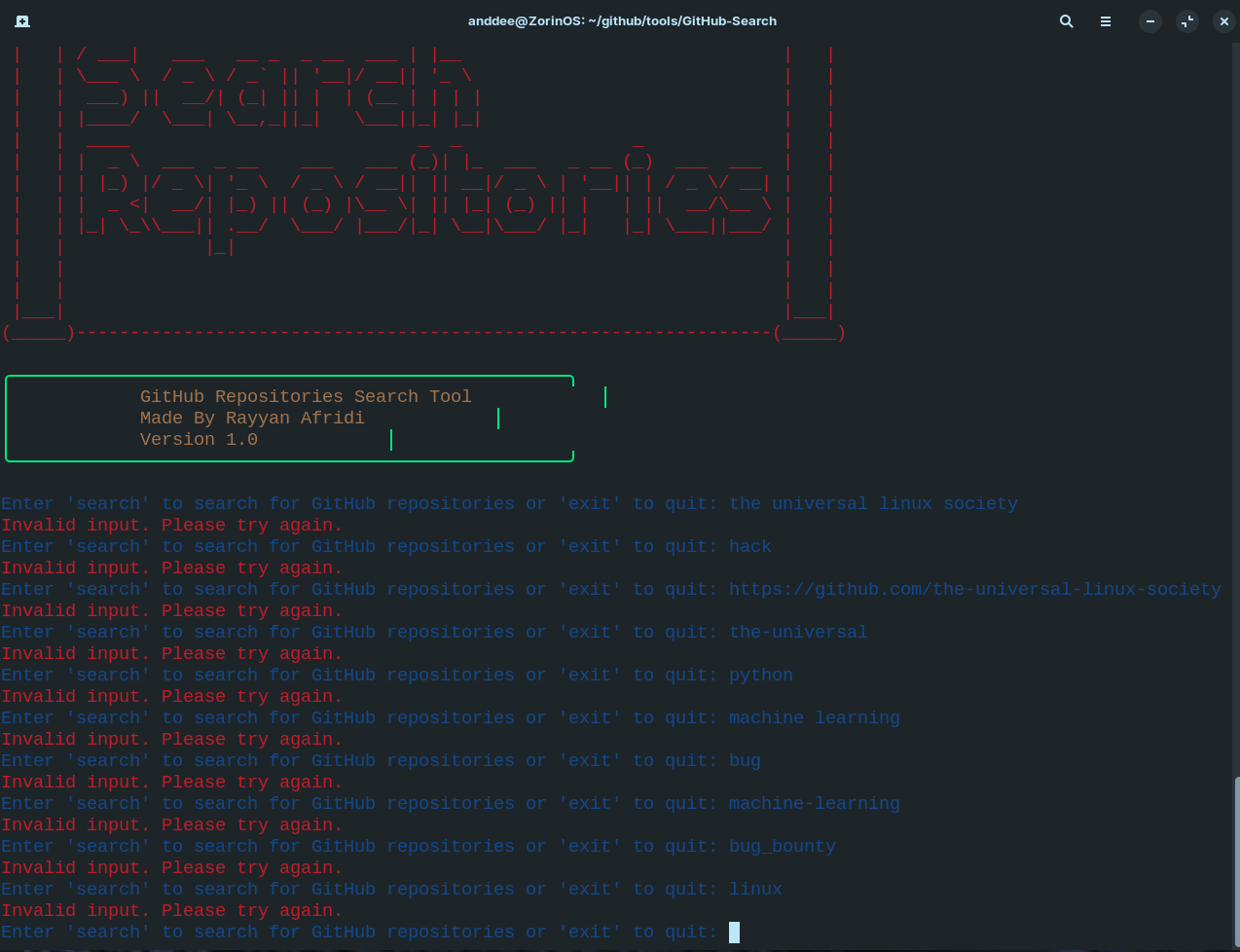 GitHub Search tool (python)