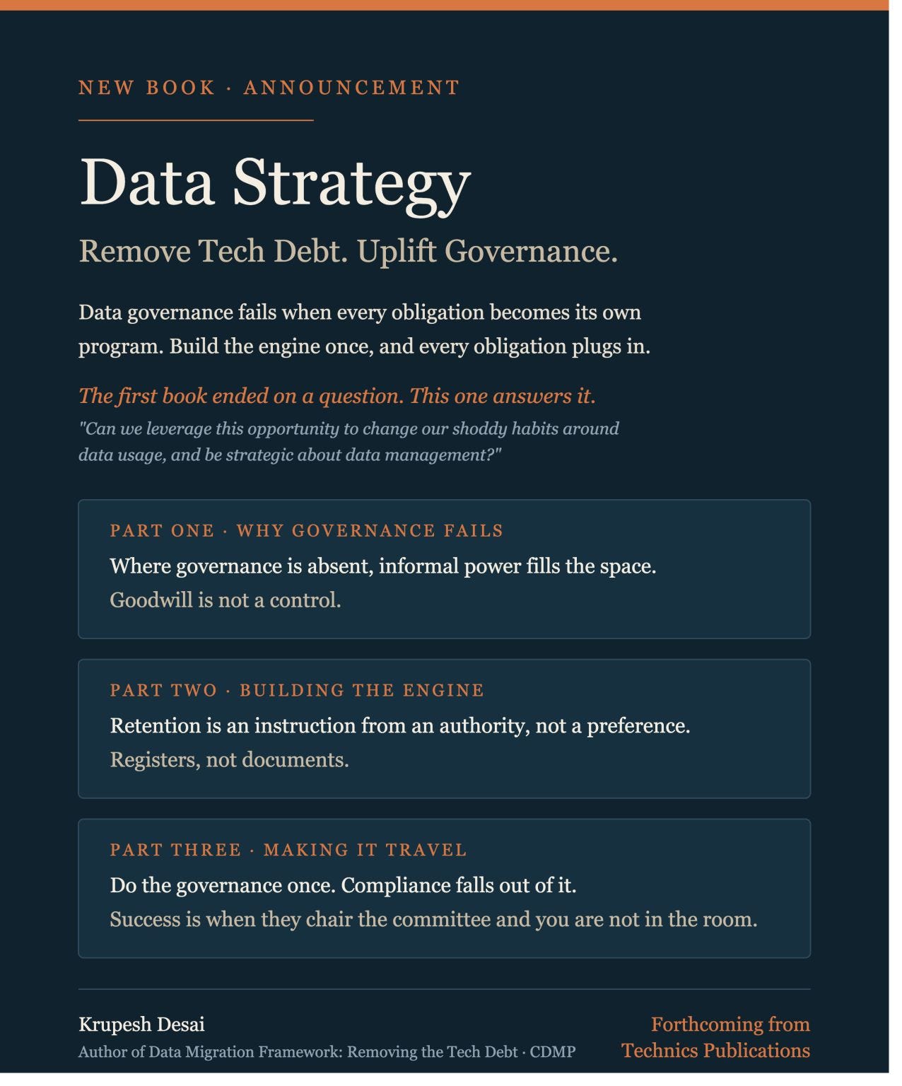 My Second Book Announcement: Data Strategy – Remove Tech Debt. Uplift Governance.