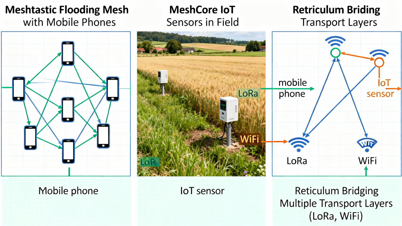 Resilient Decentralized Communication — Meshtastic — MeshCore — Reticulum