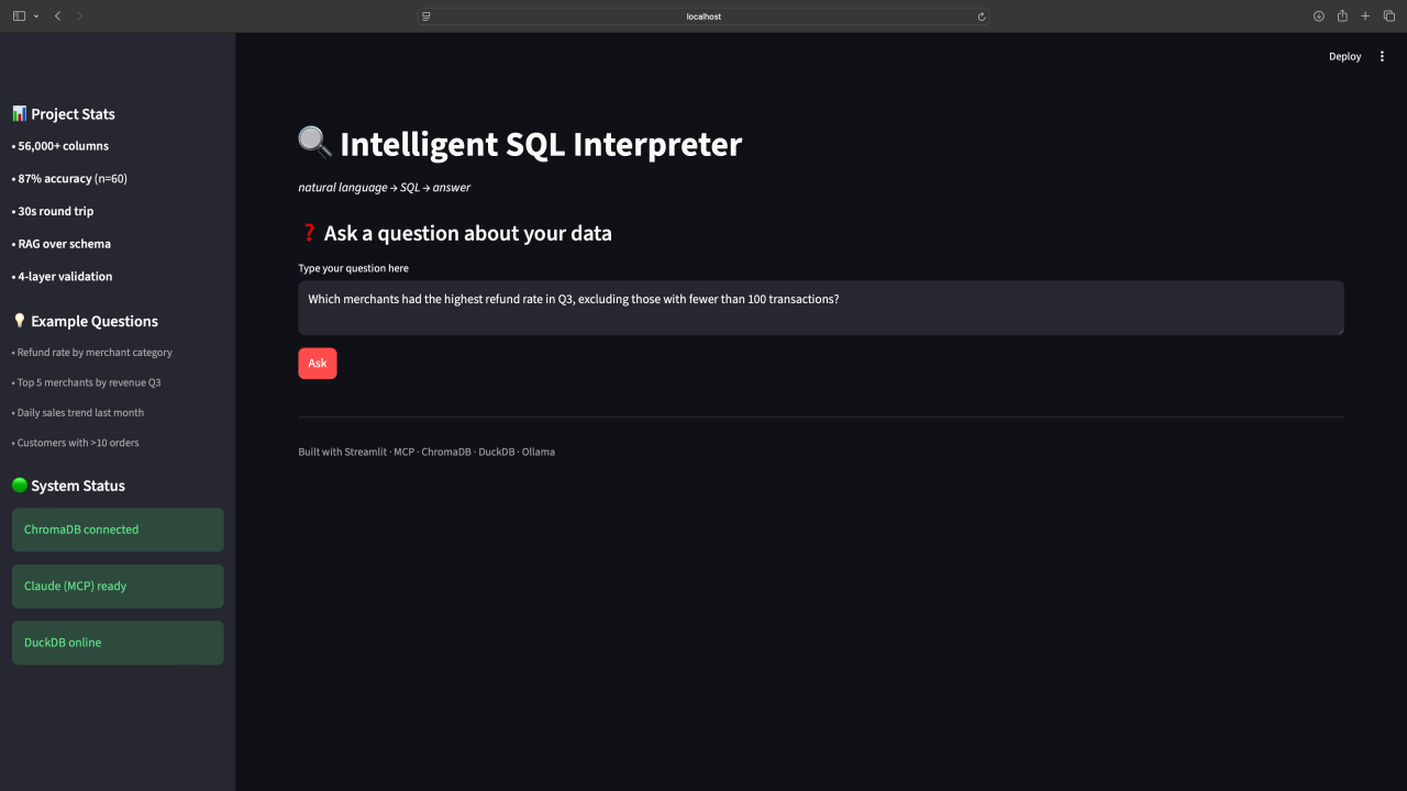 MCP-based natural language to SQL engine