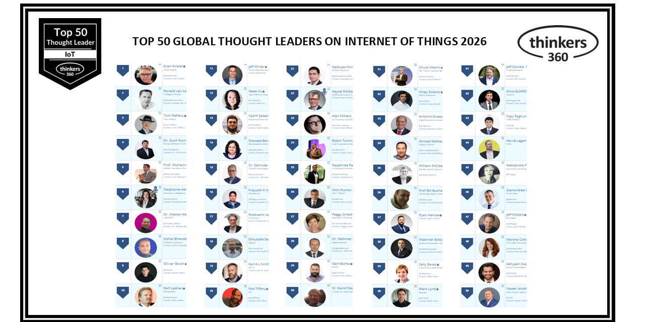 Top 50 Global Thought Leaders and Influencers on IoT for 2026.