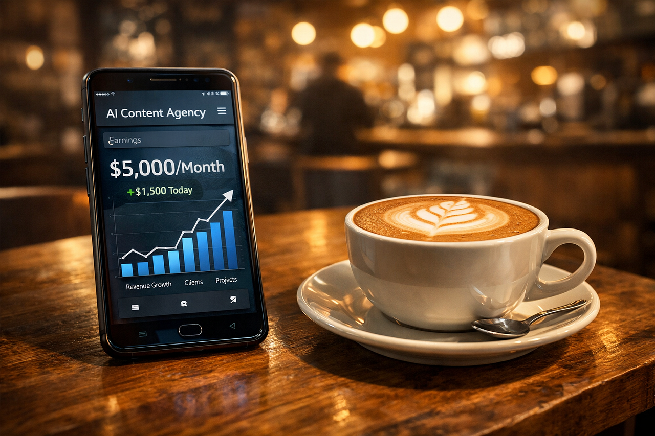 I Started an AI Content Agency From My Phone. 30 Days Later: $5,000/Month