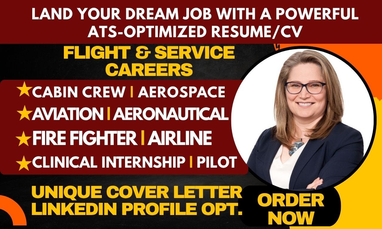 I will craft a flight resume cabin crew flight school logistics fintec