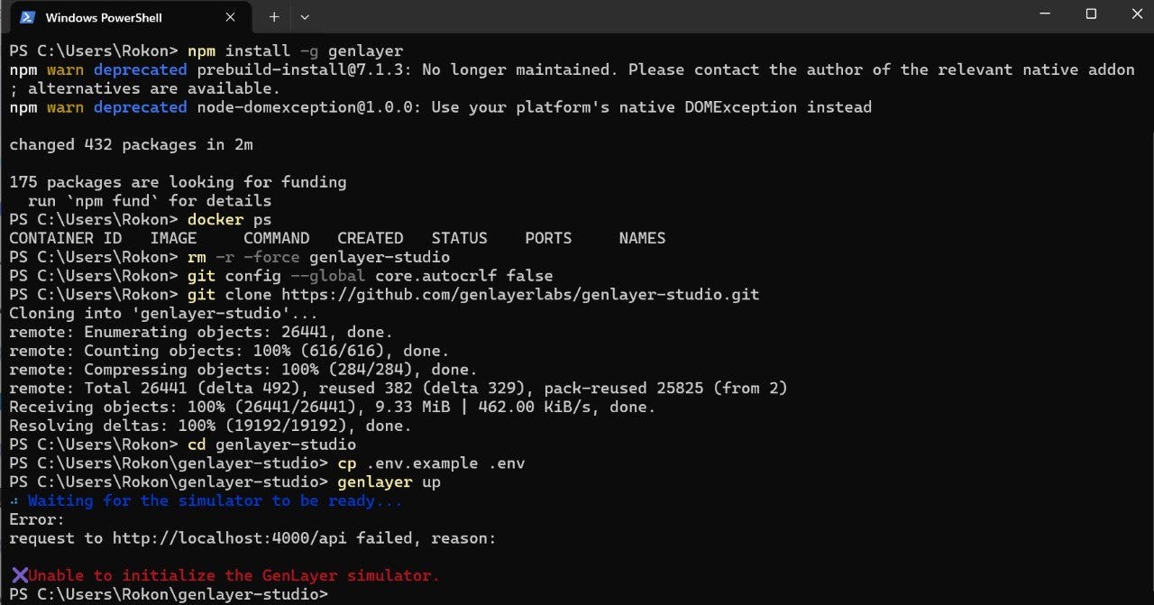 How to Setup GenLayer Studio on Windows & Fix Common Errors (localhost:4000/api failed)