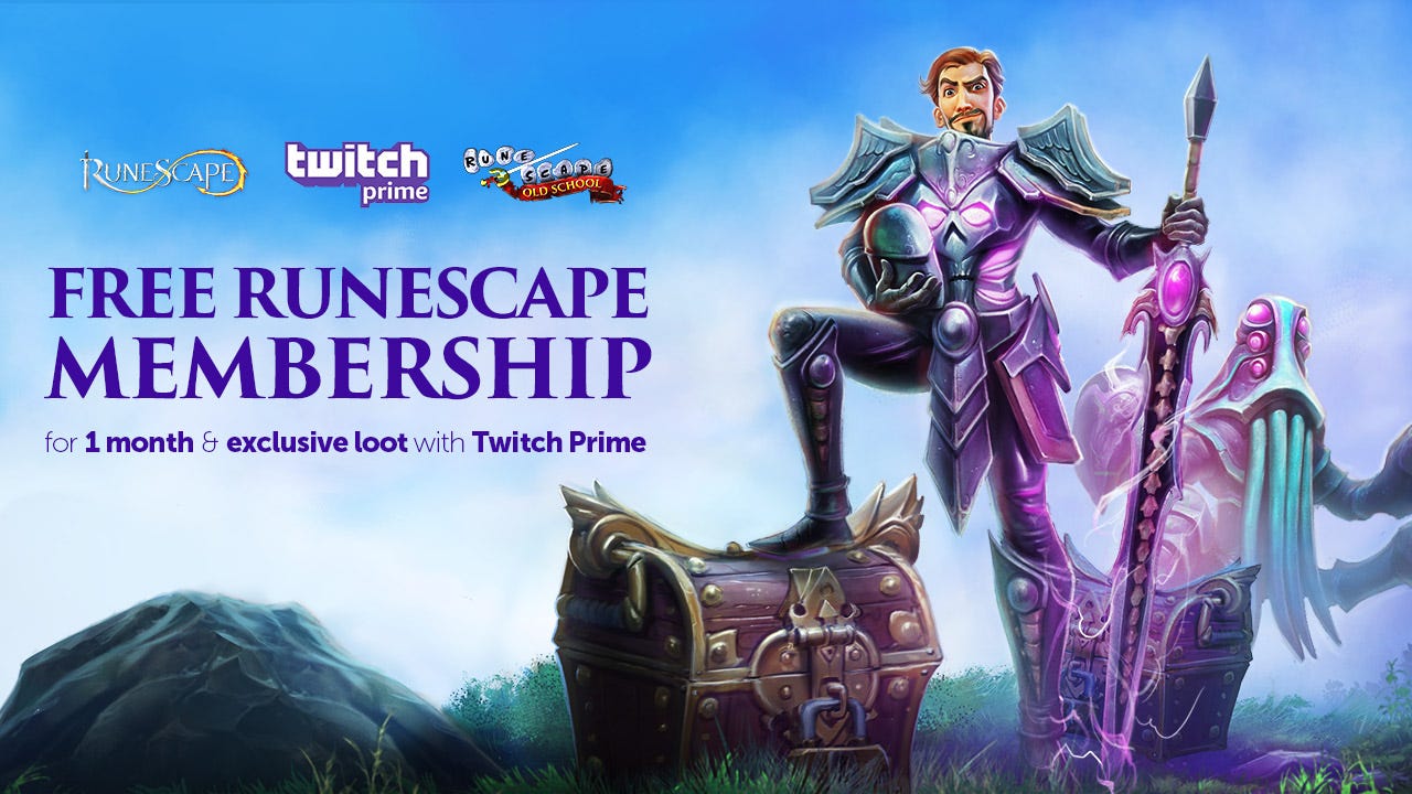 Twitch Prime Members Get A 1 Month Membership To Runescape And - twitch prime members get a 1 month membership to runescape and exclusive loot