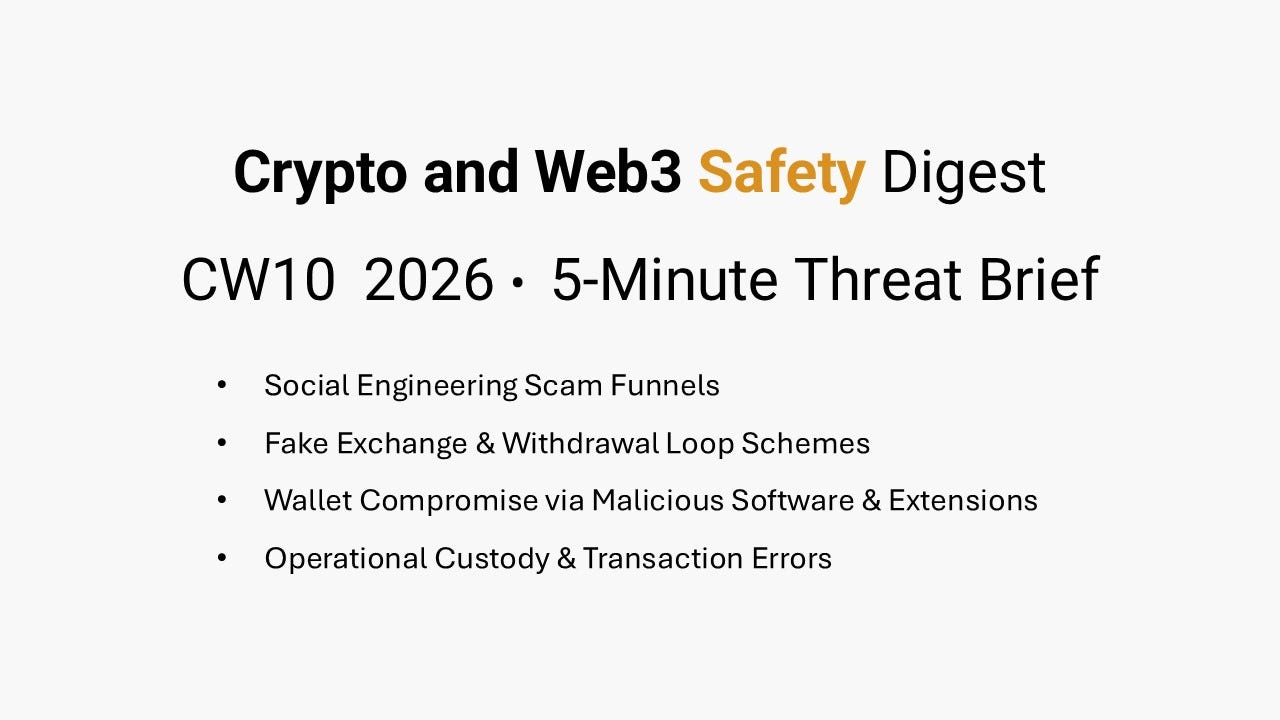 Weekly Crypto & Web3 Safety Digest — CW10 2026 (5-Minute Edition)