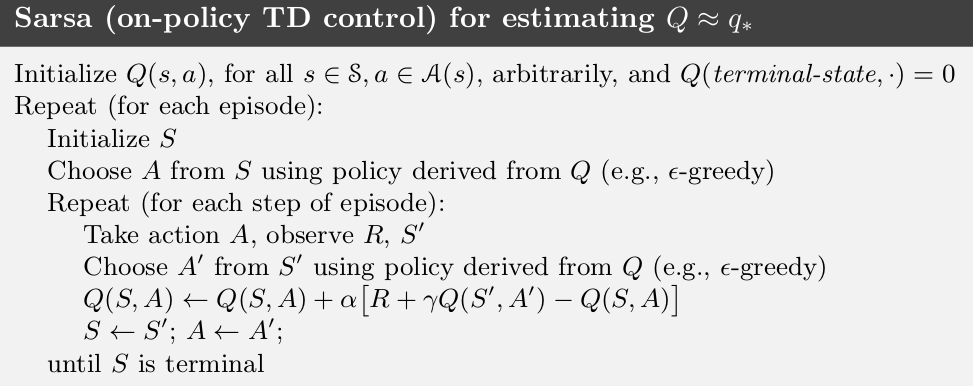 Source: Introduction to Reinforcement learning by Sutton and Barto —Chapter 6