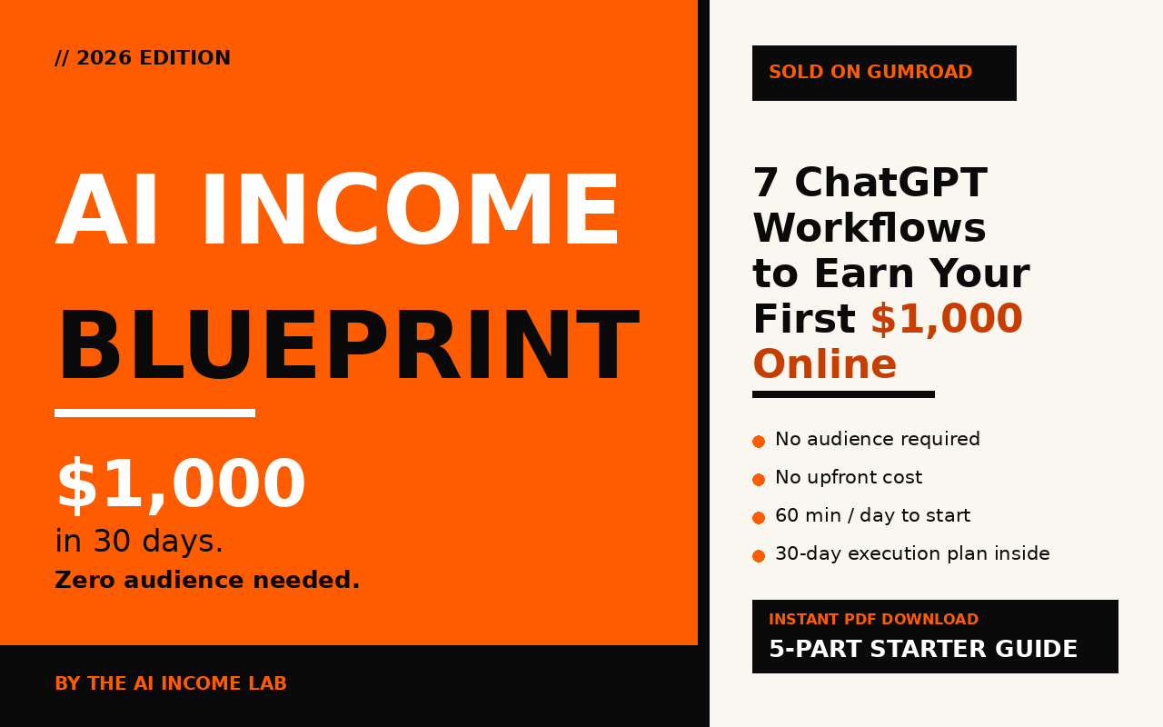 AI Income Blueprint — 7 ChatGPT Workflows to Earn Your First $1,000 Online