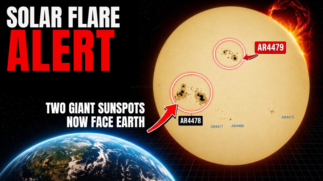 Solar Flare Alert: Two Giant Sunspots Now Face Earth as Scientists Mon