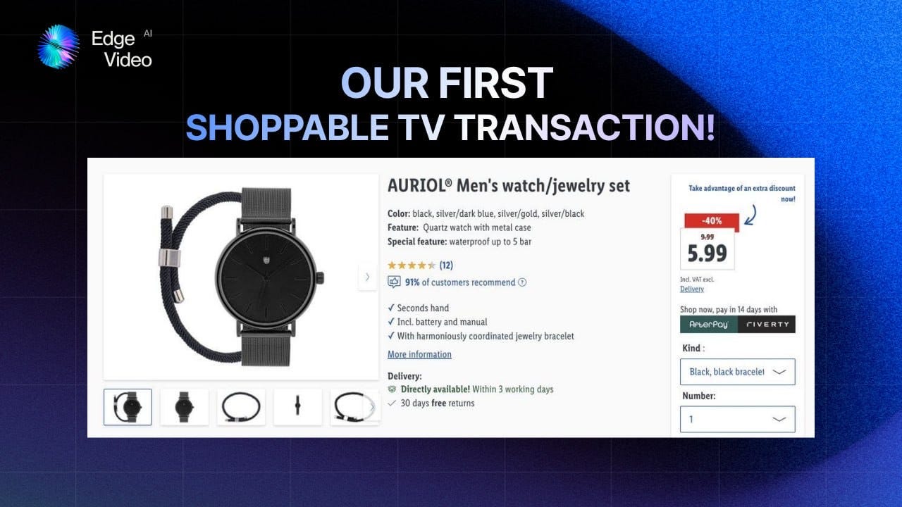 Our First Shoppable TV Transaction!