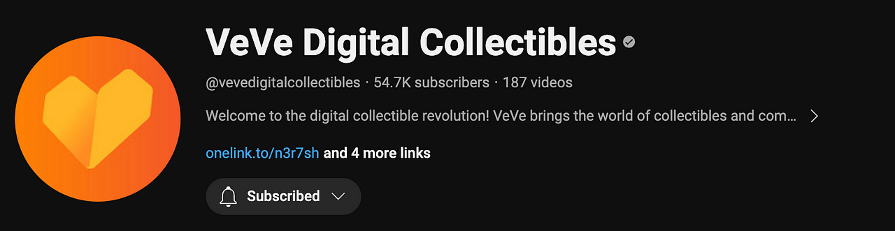 VeVe Digital Collectibles on YouTube: https://www.youtube.com/@vevedigitalcollectibles