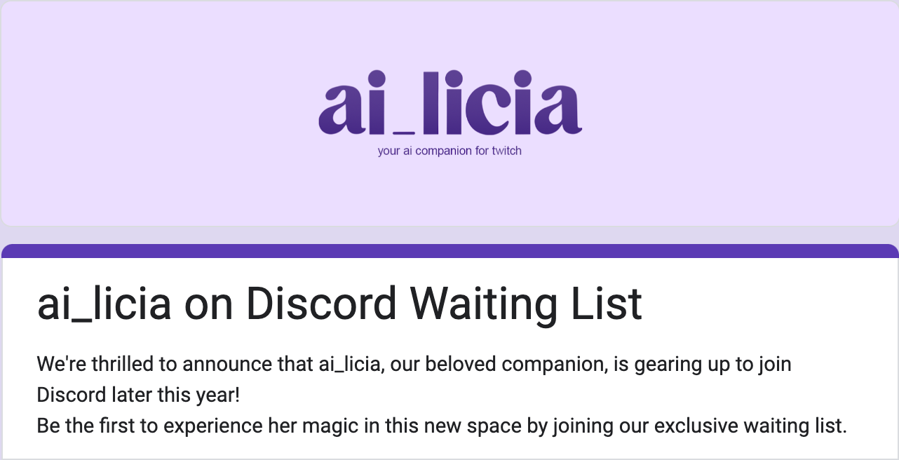 ai_licia on Discord: Join the wait list!
