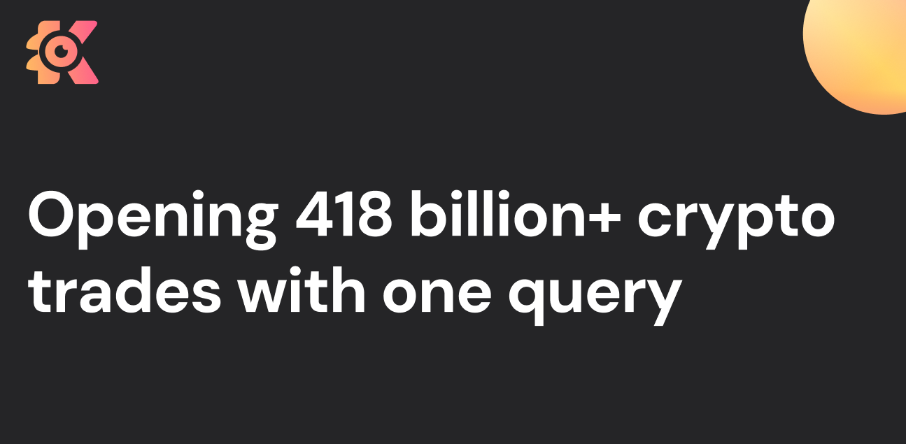 The query is the unit of work, opening 418 billion+ crypto trades to anyone with one