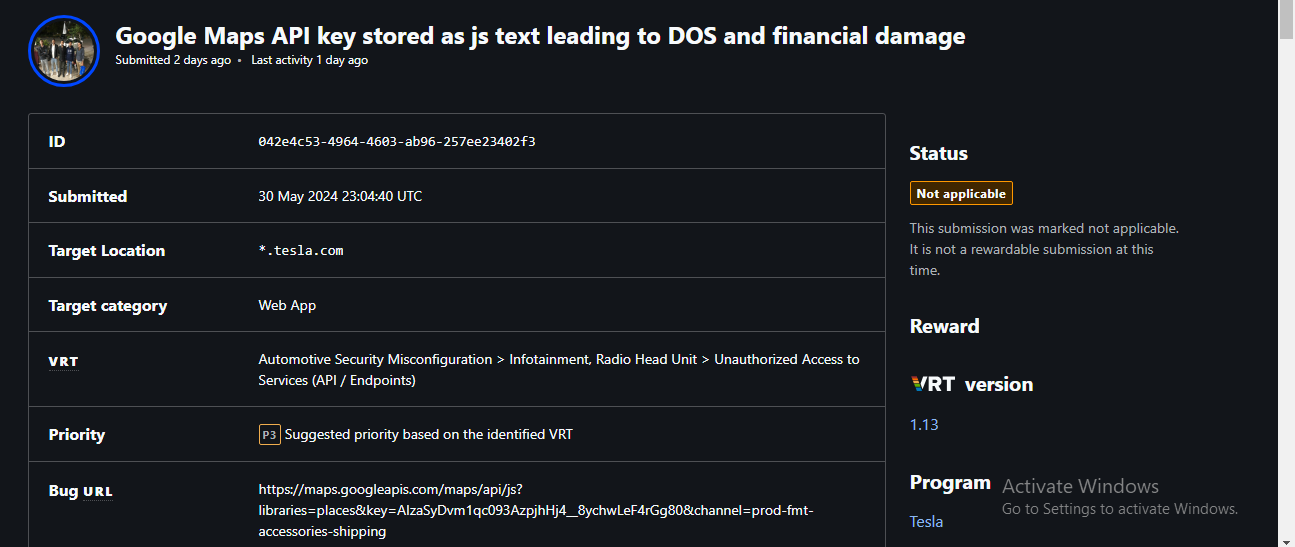 It’s $700. Bug people have reported many times on hacker1.