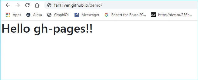 “demo” page published under GitHub User page