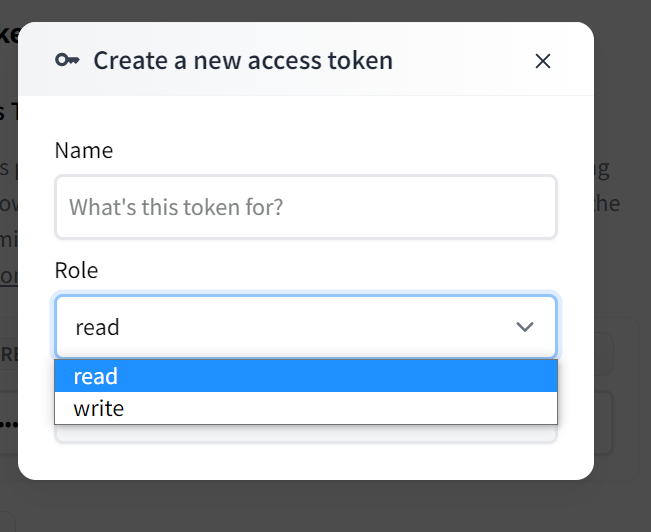setting hugging face key to read 