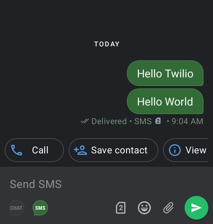 sample sending sms