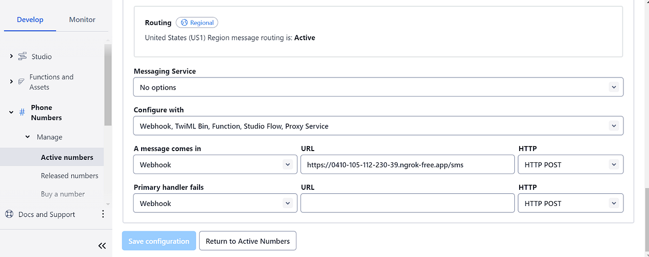 set up a twilio webhook