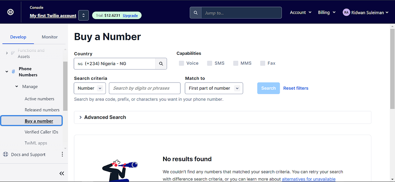 buy a twilio number
