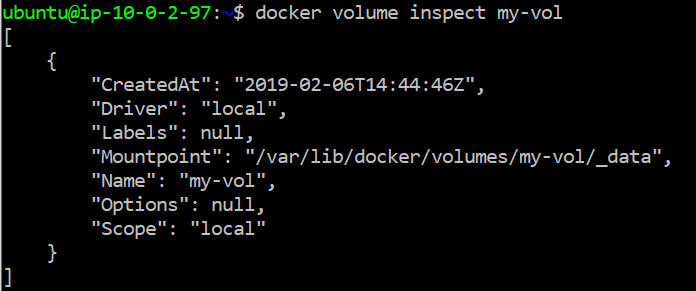 Present Docker volume’s deatils
