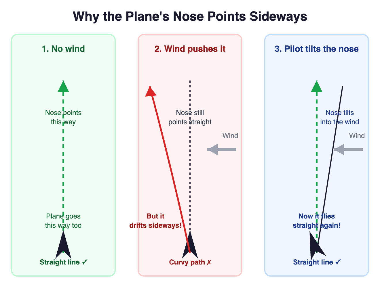 Why a Plane’s Nose Points Sideways in the Wind