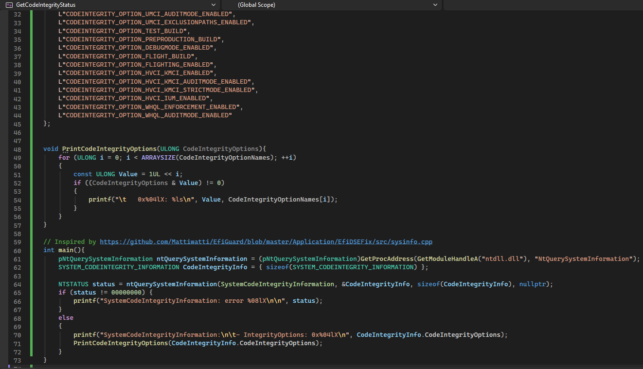 Discover Code Integrity Protection Status