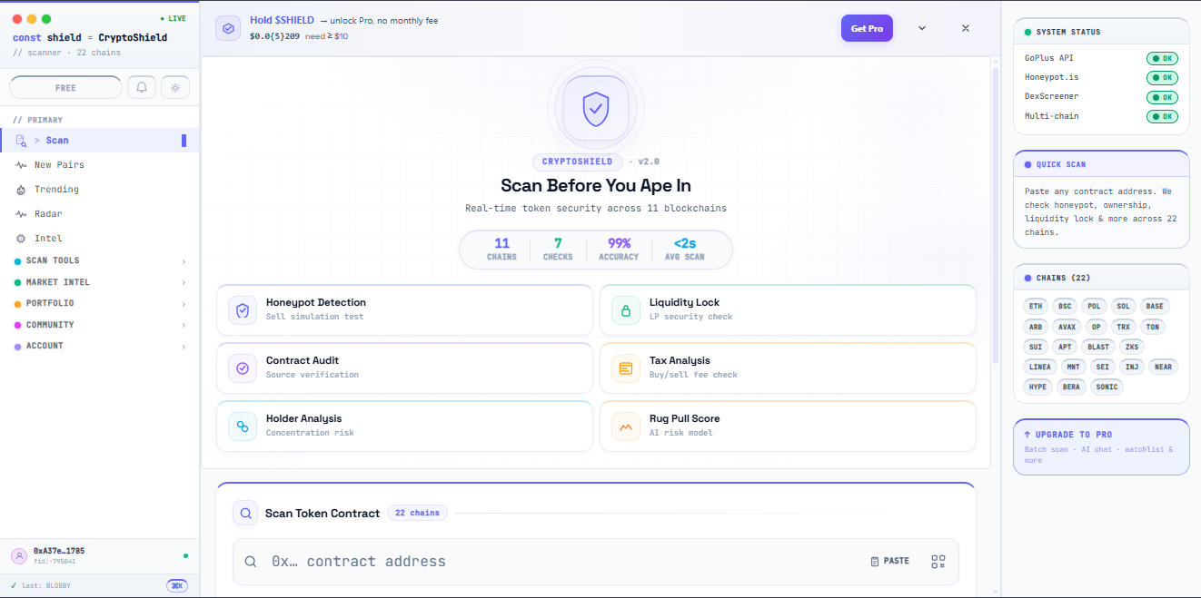 CryptoShield — Scan Before You Ape In
