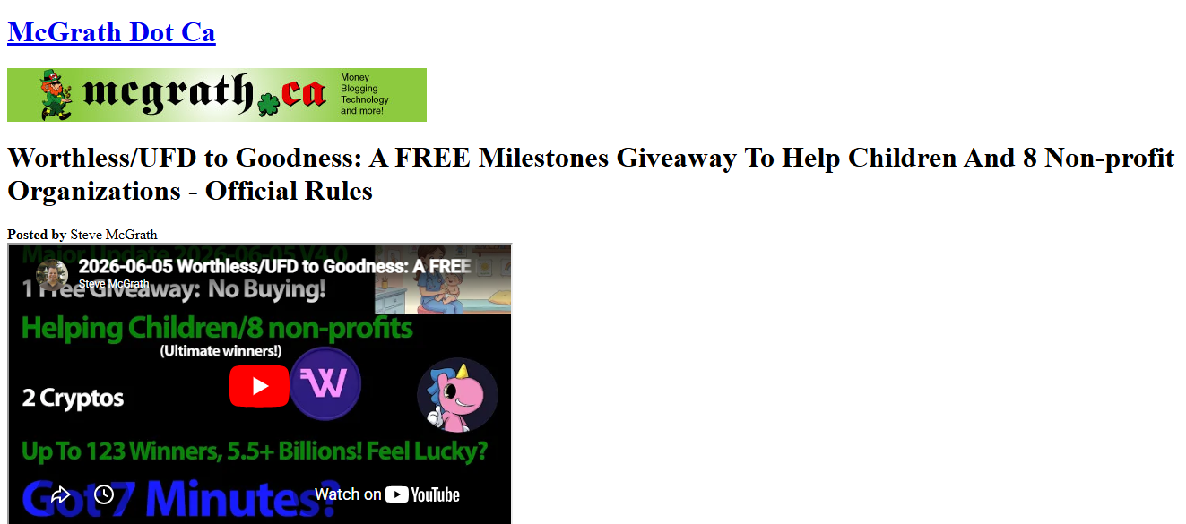  FREE CRYPTO MILESTONES GIVEAWAY — WORTHLESS & UFD HOLDERS! 