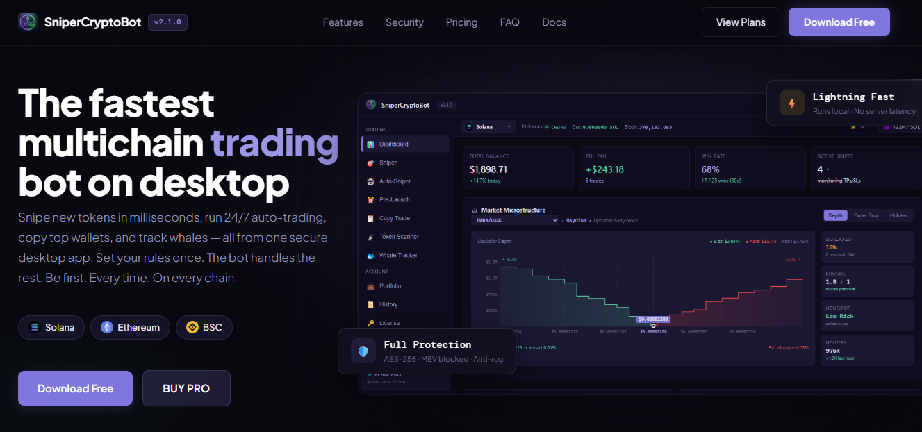 SniperCryptoBot: The Fastest Multichain Crypto Trading Bot for Solana, ETH & BSC