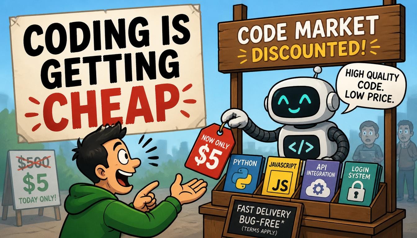 Coding Is Getting Cheap. Here’s What’s Getting Expensive Instead.