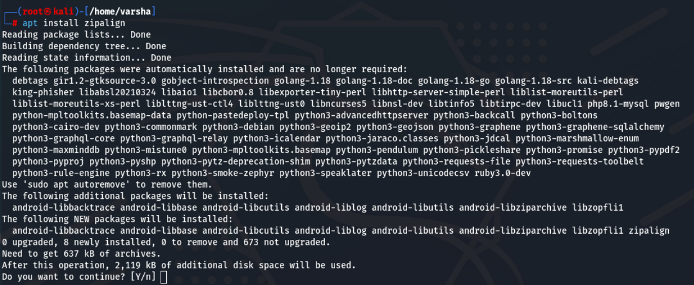 [Fixed] Zipalign symbol lookup error in Kali Linux