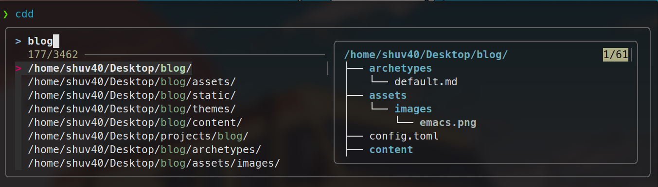 Changing directories faster with fzf, find and cd