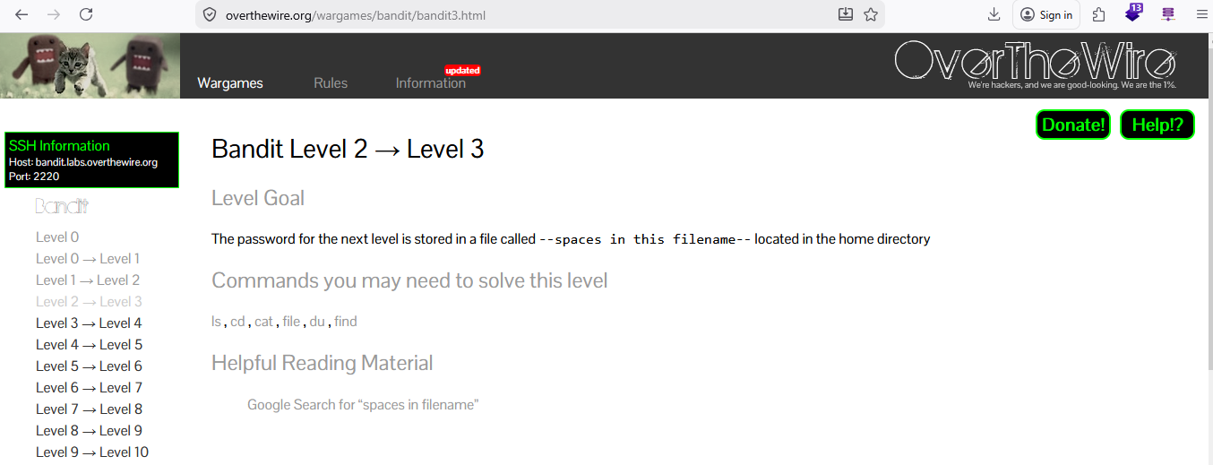 OverTheWire Bandit Level 2 → 3 Walkthrough (Beginner Friendly Guide)