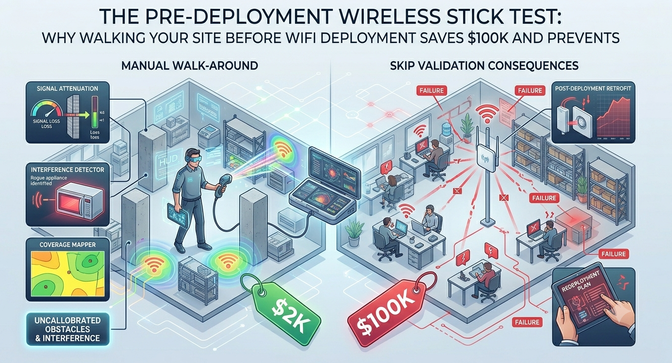 The Pre-Deployment Wireless Stick Test: Why Walking Your Site Before WiFi Deployment Saves $100K…