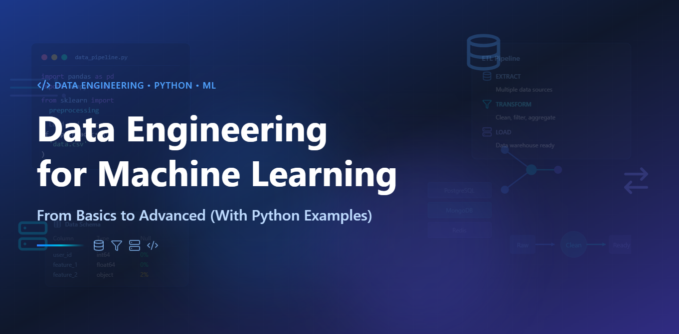 Data Engineering for Machine Learning: From Basics to Advanced (With Python Examples)