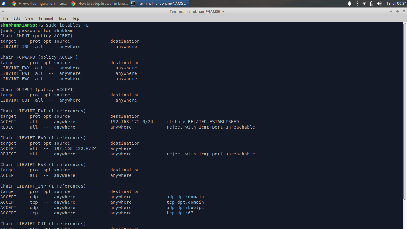 Firewall Configuration in Linux