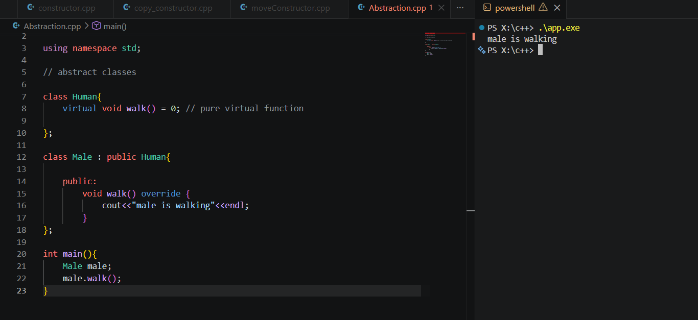 Understanding Abstraction in C++: Abstract Classes, Pure Virtual Functions & Interview Questions