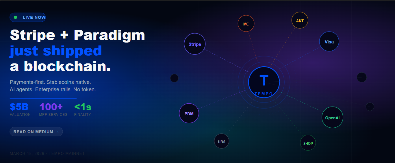 Tempo Is Live: Why Stripe + Paradigm’s Payments Blockchain Could Be the Most Important Crypto…