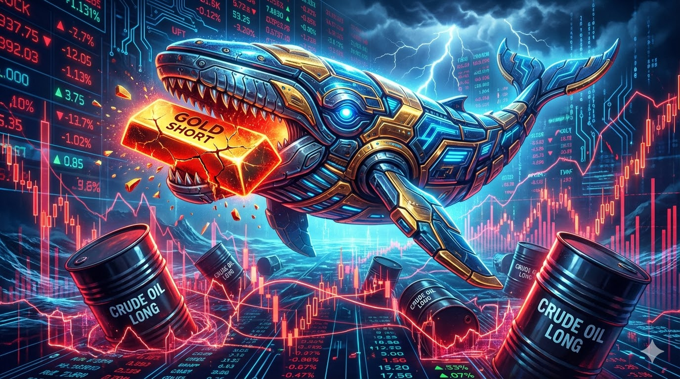 On-Chain Macro Showdown: Whales Reap Millions Shorting Gold While Oil Longs Sink