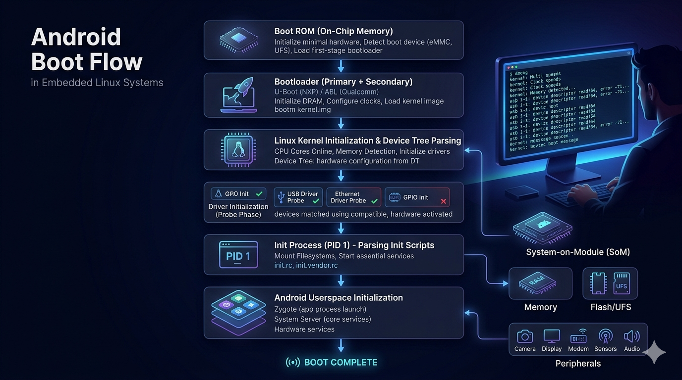Android Boot Flow Explained: From Power-On to User space (Embedded BSP Perspective)